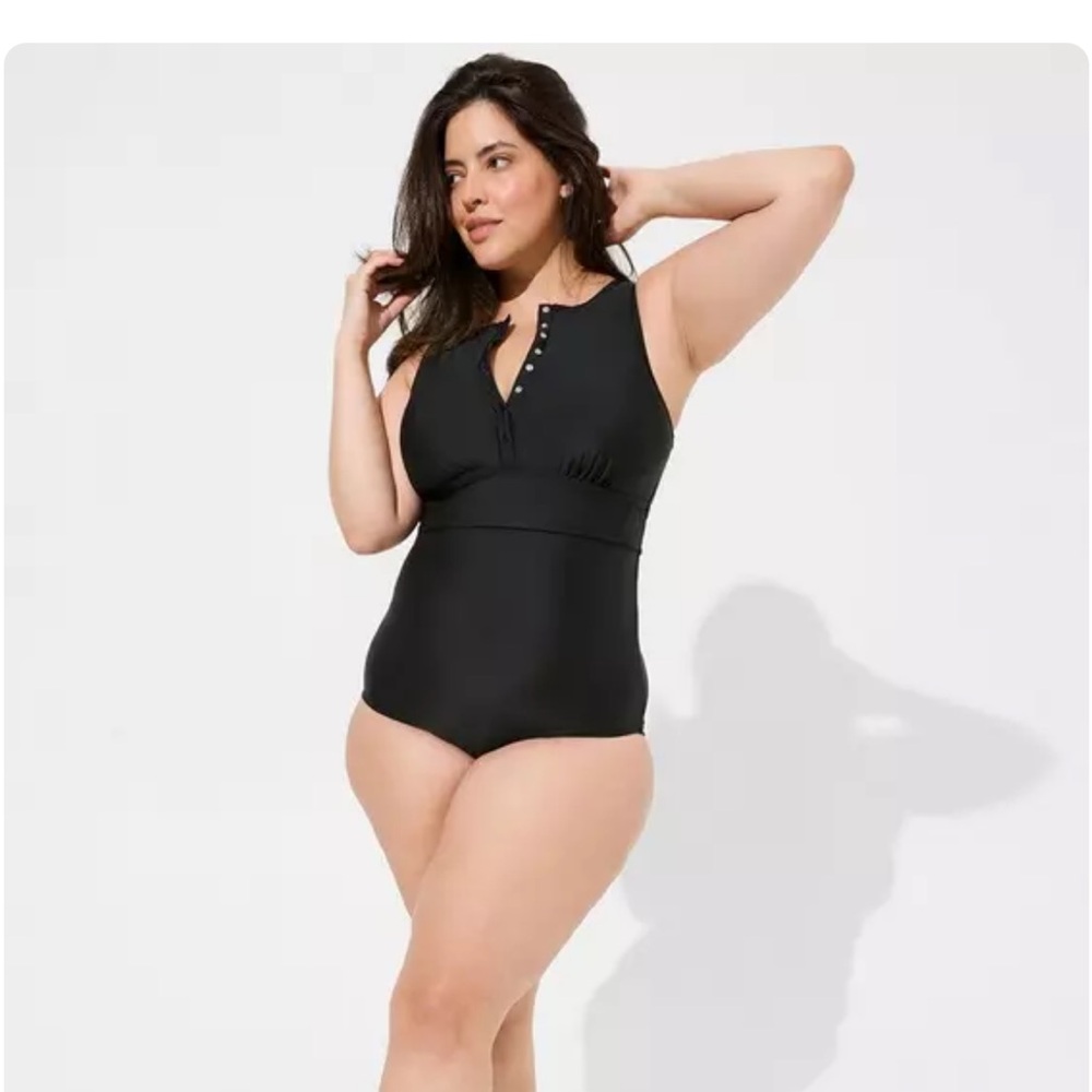 Torrid black Henley one piece swim suit EUC size 3